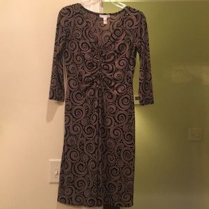 Nylon square sleeve dress with cinched front